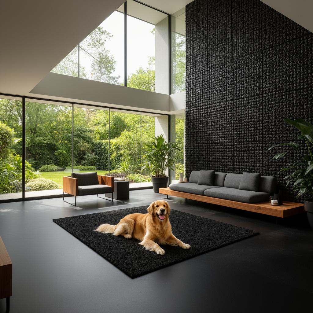 Arquitectura moderna con caucho, naturaleza y mascota